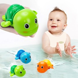 TOHIBEE Bath Toys, Cute Swimming Turtle Baby Bath Toys for Toddler 1-3, Water Pool Floating Wind Up Toys for 1 Year Old Boy Girl Gifts, Infant Toddlers Kids Bathtub Toys, 3 Pack