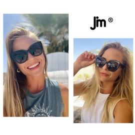 JM Classic Bifocal Reading Glasses Oversized Cateye Stylish Sunglasses Readers for Women Black +2.75