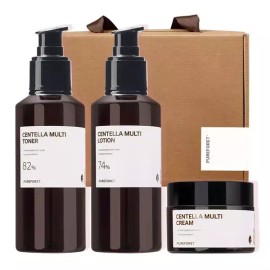 Purefore [퓨어포레] 센텔라 멀티 토너로션크림 3종 페이셜케어 선물세트 Purefore Centella Multi Toner Lotion Cream 3-Piece Facial Care Gift Set