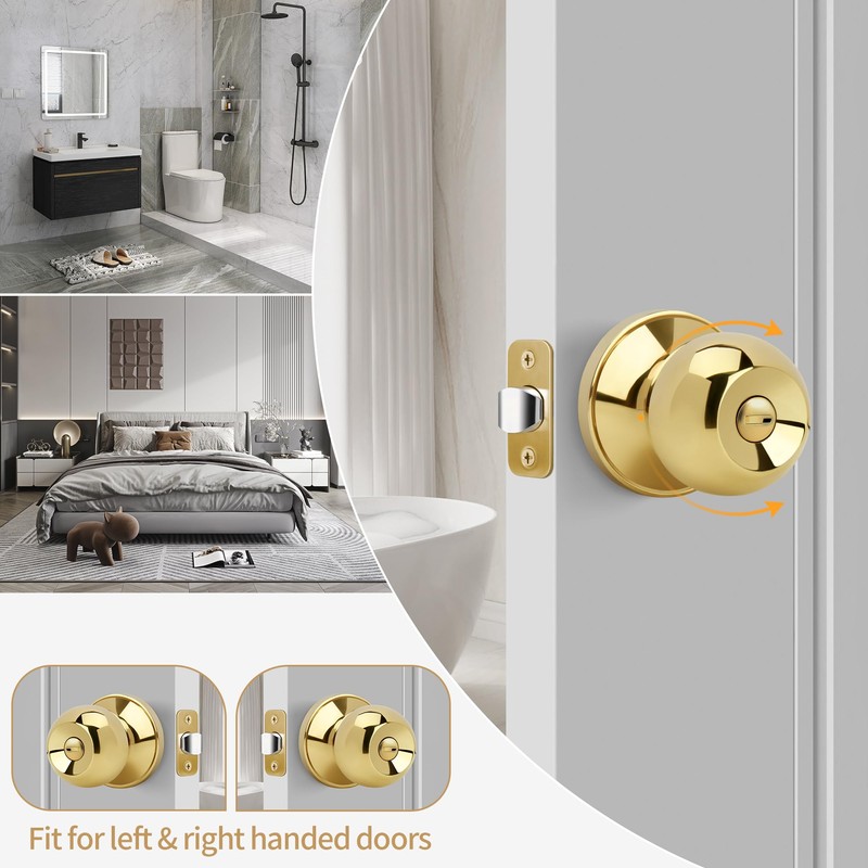 Gaurqiah Keyless Privacy Door Knob, Ball Design Doorknob for Interior,