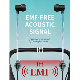 Air Tube Bluetooth Headphones with LED Battery Display,EMF Free Neckband Wireless Earbuds with 25H Playtime,HD Bass Airtube Headphone Emf Free with Mic And Controls,Airtube Earbuds For Sleep,Work,Gym