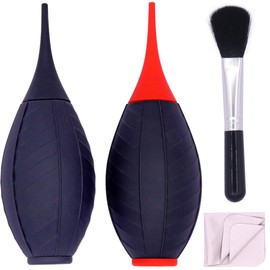 FUSMYE 2 Pack Air Blower Blaster Dust Cleaner with Cleaning Brush Cloth, Camera Cleaning Kit Camera Lens Blower, for Sensor LCD Screen Microscopes Musical Instruments Keyboards Telescope Filters