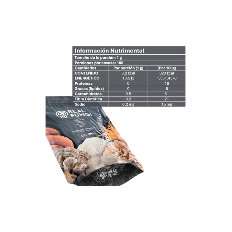 Hongos Power Mix 7x en Polvo 100g Melena de Leon,