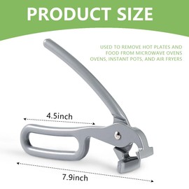 OBTANIM Heavy Duty Pizza Pan Gripper, Cast Aluminum Anti-Scald Baking Pan Gripper Clips Retriever Tongs for Lifting Hot Plate with Food Out from Microwave, Oven, Instant Pot, Air Fryer