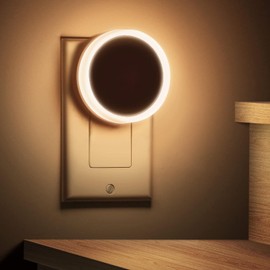 Talwei Pack of 2 eight-light socket with twilight sensor, adaptive brightness with visor, very good for children's room, staircase, bedroom, kitchen, orientation light, warm white