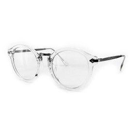 O2 Eyewear 8926 Women Men Vintage Classic Nerd retro Round Non-Prescription Clear Lens Glasses Frame (CLEAR, 47)