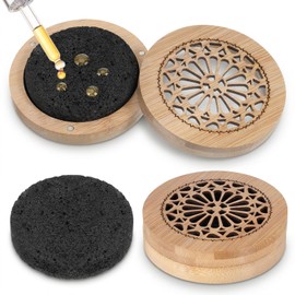 Passive Essential Oil Diffuser Stone, Small Lava Rock Diffuser Set Aromatherapy Stone for Desk Office Home Car & Gift-Giving, Compact Wood Bas