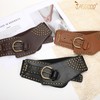 JasGood Women's Vintage Wide Elastic Belt Rivets Stretch Waist Belt