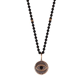 KARMA AND LUCK - Deep Consciousness - Men's Genuine Matte Onyx Evil Eye Pendant Necklace. Protection Necklace for Men. Chain Length: 24" to 26". Ready to Gift for Him.