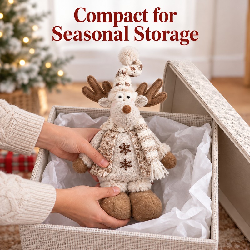 Christmas Snowman Stretch Doll – Creative Knitted Elk Doll for