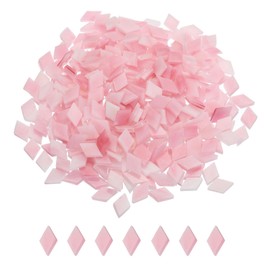 MECCANIXITY 200g Mosaic Tiles Rhombus Shape Glass Mosaic Tiles Stained Mosaic Glass Pieces for Home Decoration Art Crafts DIY Projects Pink