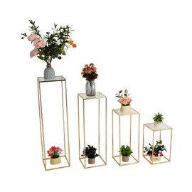 4 Pieces Tall Acrylic Vase Wedding Centerpieces Clear Flower Stand Column Geometric Floral Vase Elegant Display Holder for Birthday Party Wedding Table Decorations