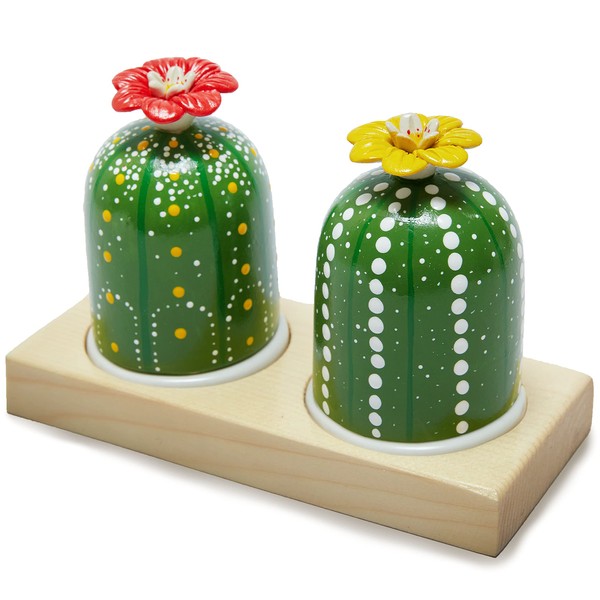 JOMO JOY Salt and Pepper Cactus Shaker Set with Wood