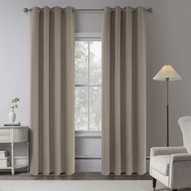 KEQIAOSUOCAI Taupe 100% Blackout Linen Curtains 100 Inches Long 2 Panels for Bedroom,Modern Farmhouse Full Black Out Room Darkening Thermal Insulated Window Curtain Panels W50 x L100 Inch Length