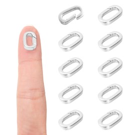 10 Pcs 18K Sliver Oval Clasp Spring Claps Connector Necklace Connector Spring Clasps Keychain Carabiner Lock Clasps for DIY Jewelry Necklace Bracelet Making Key Rings