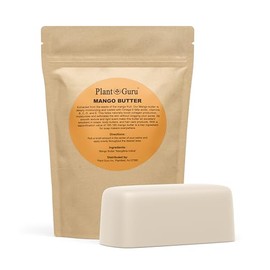 Plant Guru- Barra de 1 lb de mantequilla de mango cruda, 100% pura, natural y sin refinar, ideal para el crecimiento de la piel y el cabello. Jabón casero