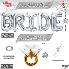 KatchOn, Giant Silver Bride Balloons Bachelorette - 40 Inch | Bride Balloons Silver for Bachelorette Party Decorations | Bridal Shower Balloon for Bridal Shower Decorations