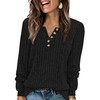 AUSELILY Lightweight Sweaters for Women Lantern Sleeve Henley Tshirt Fall