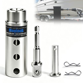 Moalaok Trailer Jack Drill Adapter Compatible with 1 Inch Jack Drive Shaft Stainless Steel Handle Cordless Drill Adapter with 1/2 Inch Socket Adapter Bit Attachment for Top Wind Trailer Jack Crank