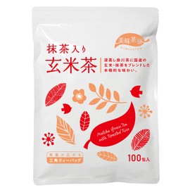 Oshi Saryo Brown Rice Tea Bag with Matcha, 0.1 oz (2.5 g) x 100 Pieces, Made in Shizuoka Prefecture