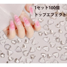 LeTradeJP Nail Parts, Heart, Clear, Transparent, Approximately 200 Pieces, 3D Transparent, Resin Nail DIY Decoration Parts, 0.2 inch (5 mm), 0.2 inches (6 mm)