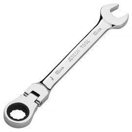 Jetech 19mm Flexible Head Gear Wrench, Industrial Grade Flex Ratcheting Spanner, Cr-V Alloy Steel, 12 Point Flex-Head Ratchet Combination Wrench, Metric