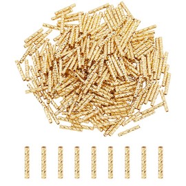 DICOSMETIC 300pcs 10mm Gold Plated Brass Twisted Tube Seed Beads - Long Tube Spacers for Jewelry Making, Hole: 1mm