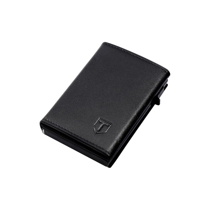 TENBST Men's Slim Wallet with Coin Compartment 19, black, Classic