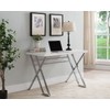 KB Designs - Modern Home Office Workstation Computer Desk, White/Chrome