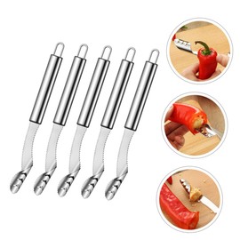 Mikinona 5pcs Multifunctional Pepper Core Remover Set Kitchen Chili Corers Serrated Core Removing Tools