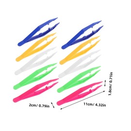 KOMBIUDA DIY Boys and Girls Plastic Tweezers 30pcs Craft Tweezers Set Jewelry Making Tools Nonslip Handle Flat Tips for Boys and Girls and Crafts