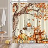 AEMBEE Fall Halloween Shower Curtain Cute Cat with Ghost Thanksging