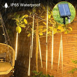 MXJFYY Solar Meteor Shower Lights, 11.8 Inch 10 Tube Fairy Lights, 240 LEDs, Waterproof Snowfall Lights, Meteor Shower Rain Light, Outdoor Solar for Christmas Tree, Party, Balcony Roads