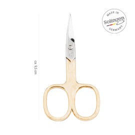 TITANIA Solingen Nail Scissors Gold-Plated (9.5 cm) • Curved Scissors • Extra Sharp Cuticle Scissors • Professional Manicure Scissors Made of Chrome-Plated Steel • Made in Germany (Solingen)