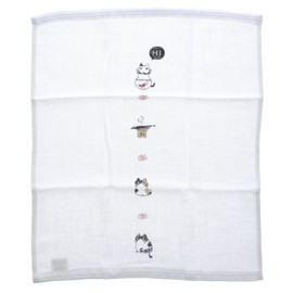 Imabari Towel, Handkerchief, Gauze, Hot Towel, Nyanko, Blue, 13.0 x 15.0 inches (33 x 38 cm)