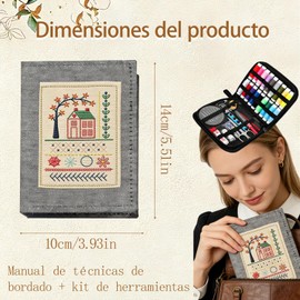 ZYYHAN 86PCS Portátil Kit de Bordado，Professional Sewing Kit，Kit de Bordado Para Principiantes，Incluye Paquetes de Costura + Libros de Costura，Kit de Bordado Antiestres (gris)