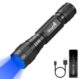 UltraFire WF-501BL PRO Blue Light LED Torch 450-460 nm, 10 W Single Mode Blue Light Torch, 200 m Blue Hunting Light for Fishing, Fishing, Night Vision, Fishing, Fishing
