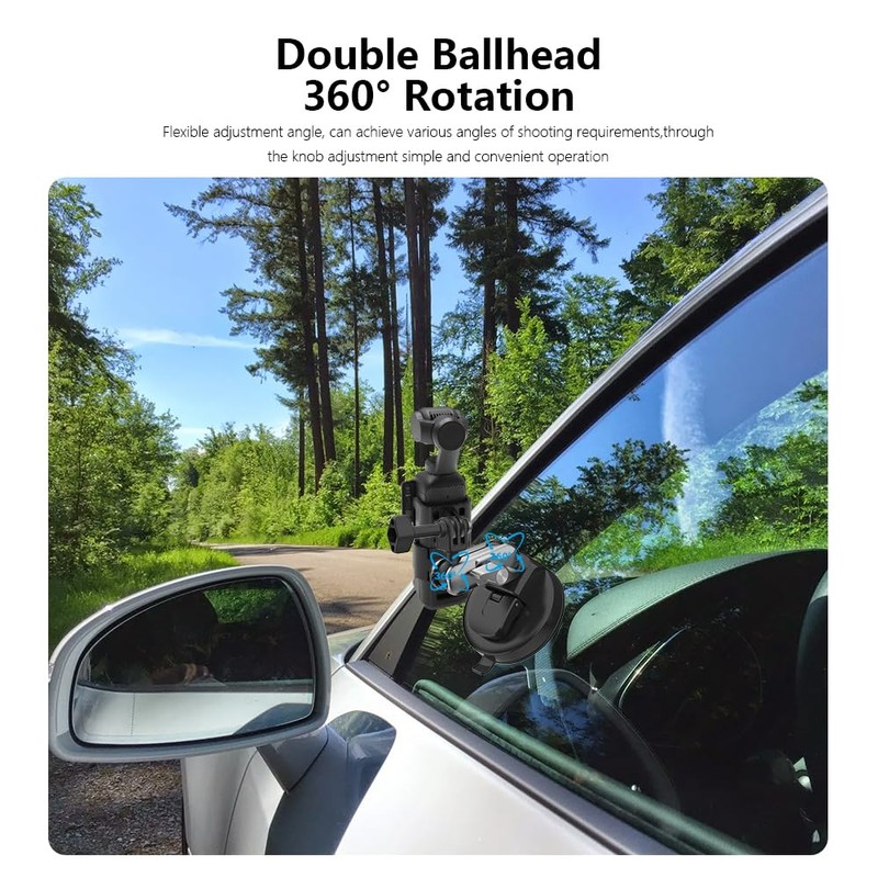 NEOSOU Metal Suction Cup Car Mount for Osmo Pocket 3,