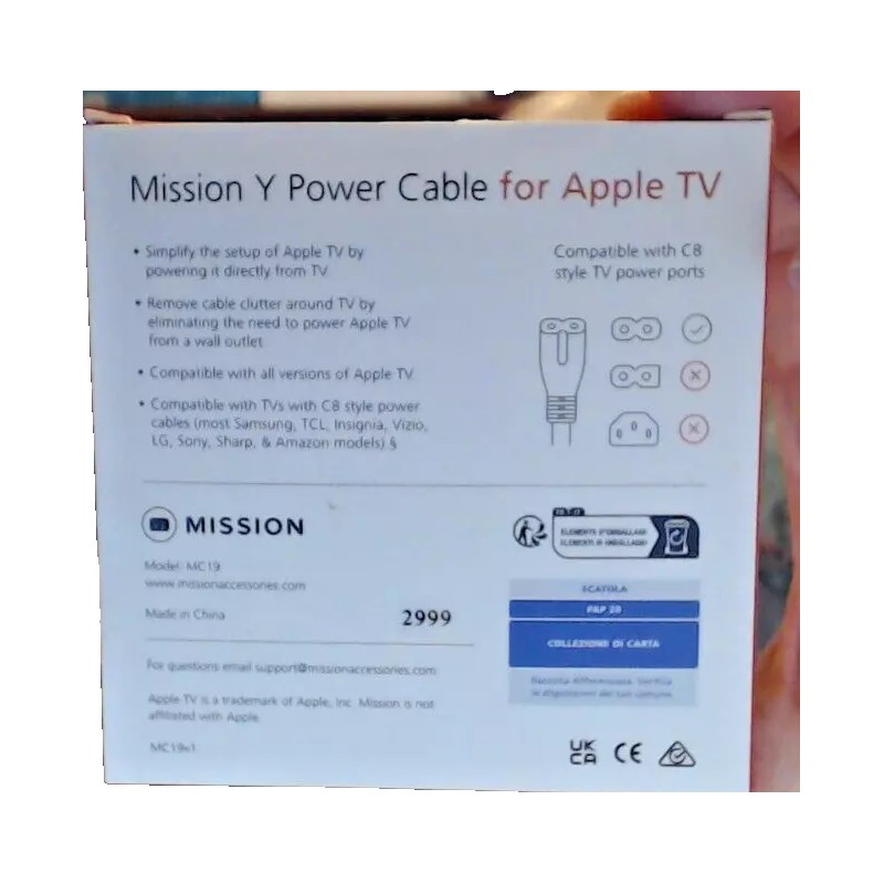 Mission Y Power Cable for Apple TV - Set Top