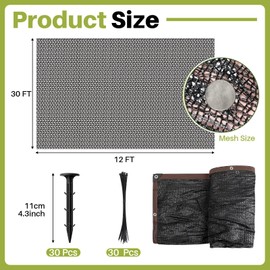 Yoojahow Koi Pond Netting Kit 12 x 30ft, Heavy-Duty Pe, Bird Deer Fence Netting, Durable Net Cover for Leaves, Protect Fish from Blue Heron Bird, Cats & Predators, Stakes & Ties Included