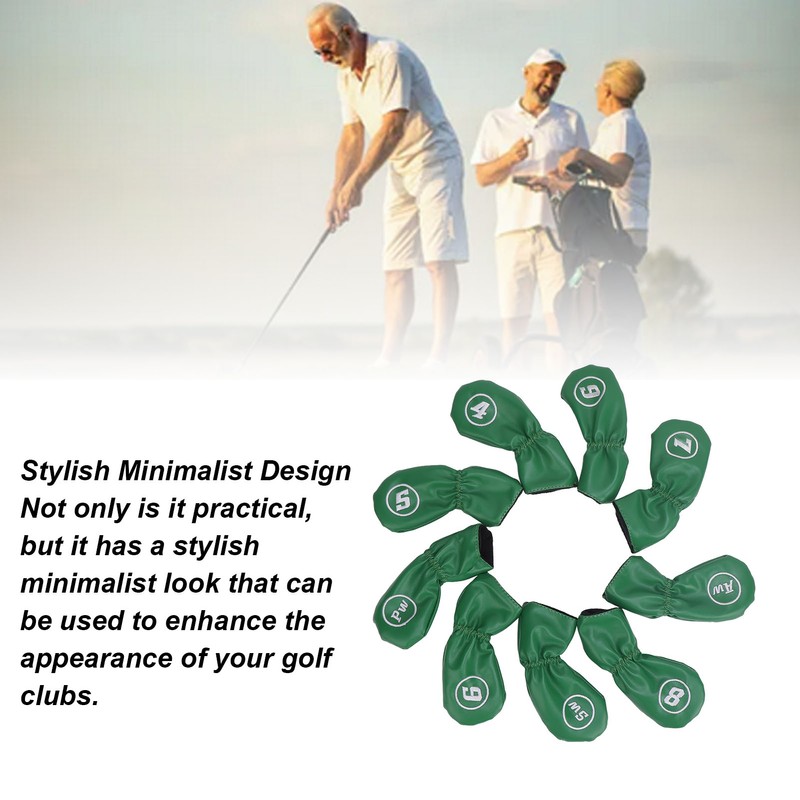 9pcs Golf Club Cover PU Leather Stylish Portable Golf Head