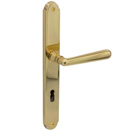 Gedotec Door Handle Set Polished Brass 1 Set Door Fitting for Front Door Fitting BB Deadlock Dimensions (W x L x H) 33 x 255 x 8 mm Door Handle with Accessories Door Fitting Protective Fitting