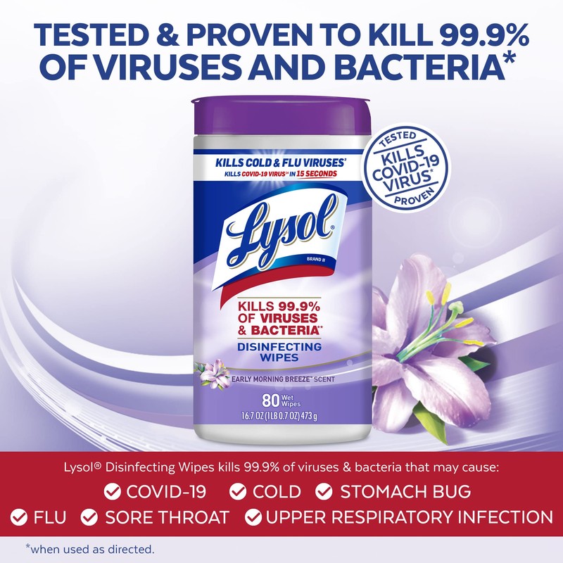 Lysol Disinfectant Wipes, Multi-Surface Antibacterial Cleaning Wipes, Dorm Room Essentials