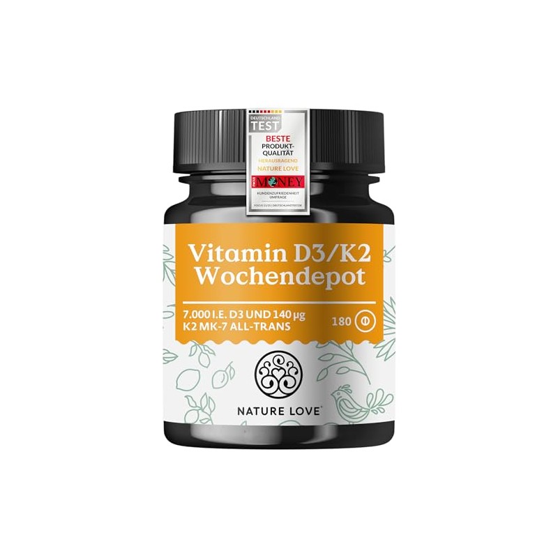 Nature Love Vitamin D3 K2 Weekly Depot - 180 Vegan
