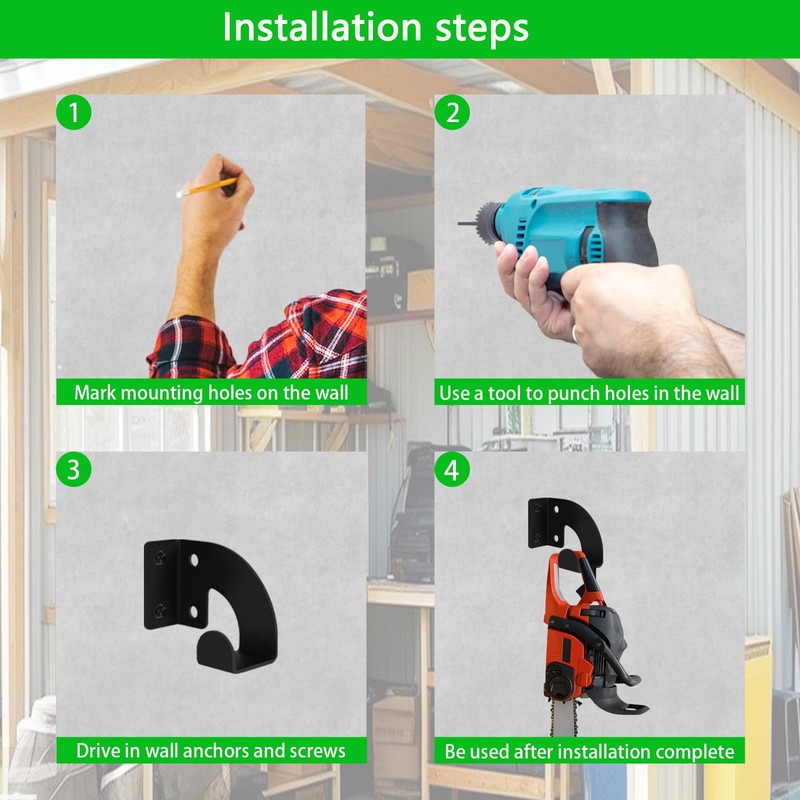 VANROUG Chainsaw Hanger, Heavy Duty Chainsaw Wall Mount Holder, Organizer