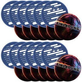 GXGM Pack of 12 Football Invitation Cards Children's Birthday 11 cm Football Invitation Cards, Cool Children's Birthday Invitation for Boys and Girls (Round)