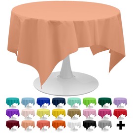 PARTY ULYJA Peach Tablecloths Plastic 3 Pack Premium 84 Inches Disposable Table Covers Decorative Table Cloths for Round Dinning Kitchen Tables