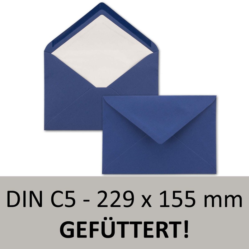 NEUSER PAPIER 75x Envelopes C5 - Dark Blue - lined