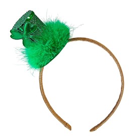 Widmann 01974 Alice Band Mini Cylinder St. Patrick's Day with Feathers, Hat, Headpiece, Accessory, Theme Party, Carnival Green