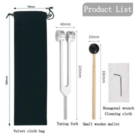 128Hz Tuning Fork Set, Aluminum Alloy Tuning Fork Dual Mallets, Medical Grade Sound Therapy Tool for Healing, Chakra Balancing, Meditation, Anti Magnetic Design
